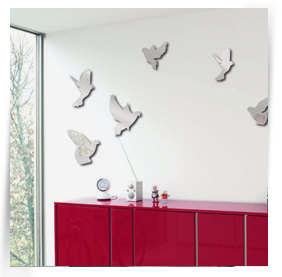 Acrylic Mirror, Wall Decor, Flying Pigeons,mirrored Wall Decor